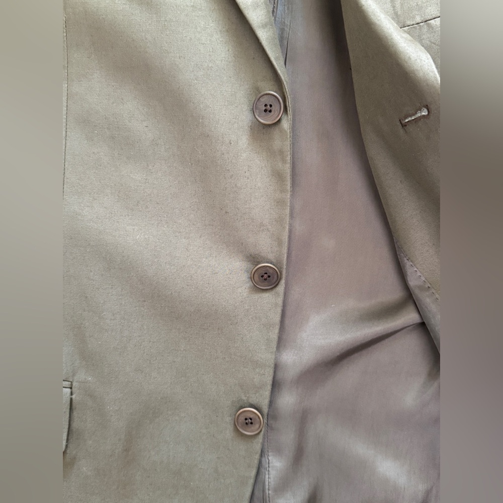 BOTTEGA VENETA COTTON BLEND SUIT OLIVE ARMY GREEN SUMMER WEDDING EU 52 / US 42 - Picture 4 of 14